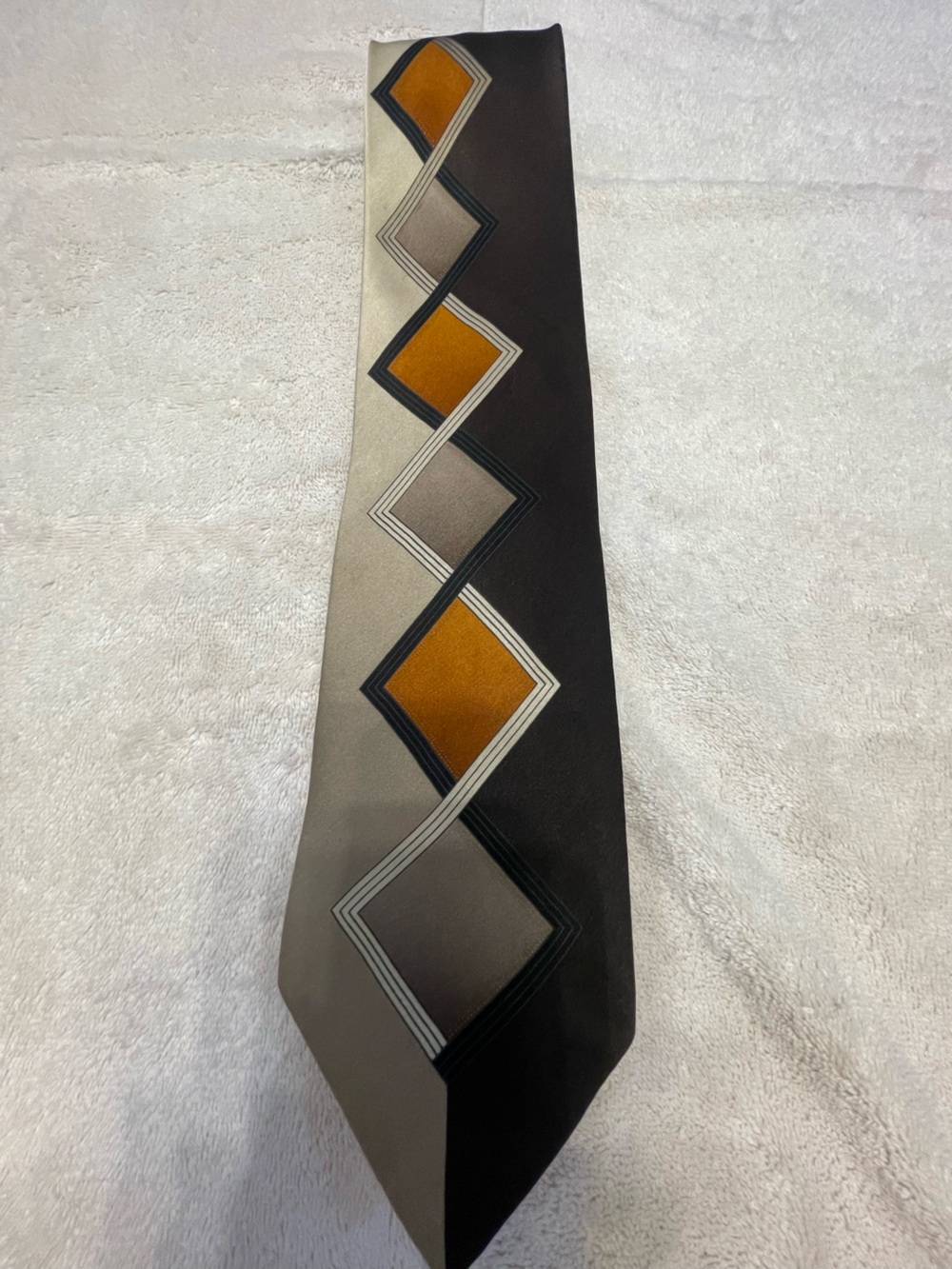croft & barrow men’s tie diamond pattern orange and dark brown
